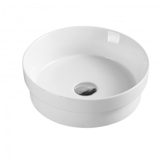 360*360*115mm Bathroom Round Above Counter White Ceramic Wash Basin